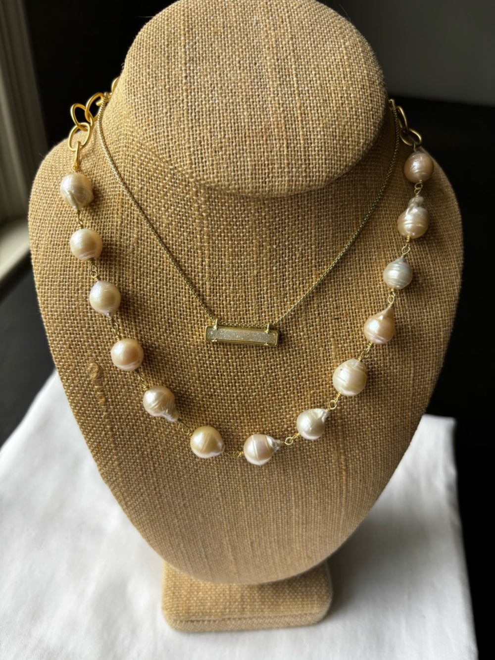 Spartina 449 Baroque Pearl Station Necklace NEVER WORN - Picture 2 of 6